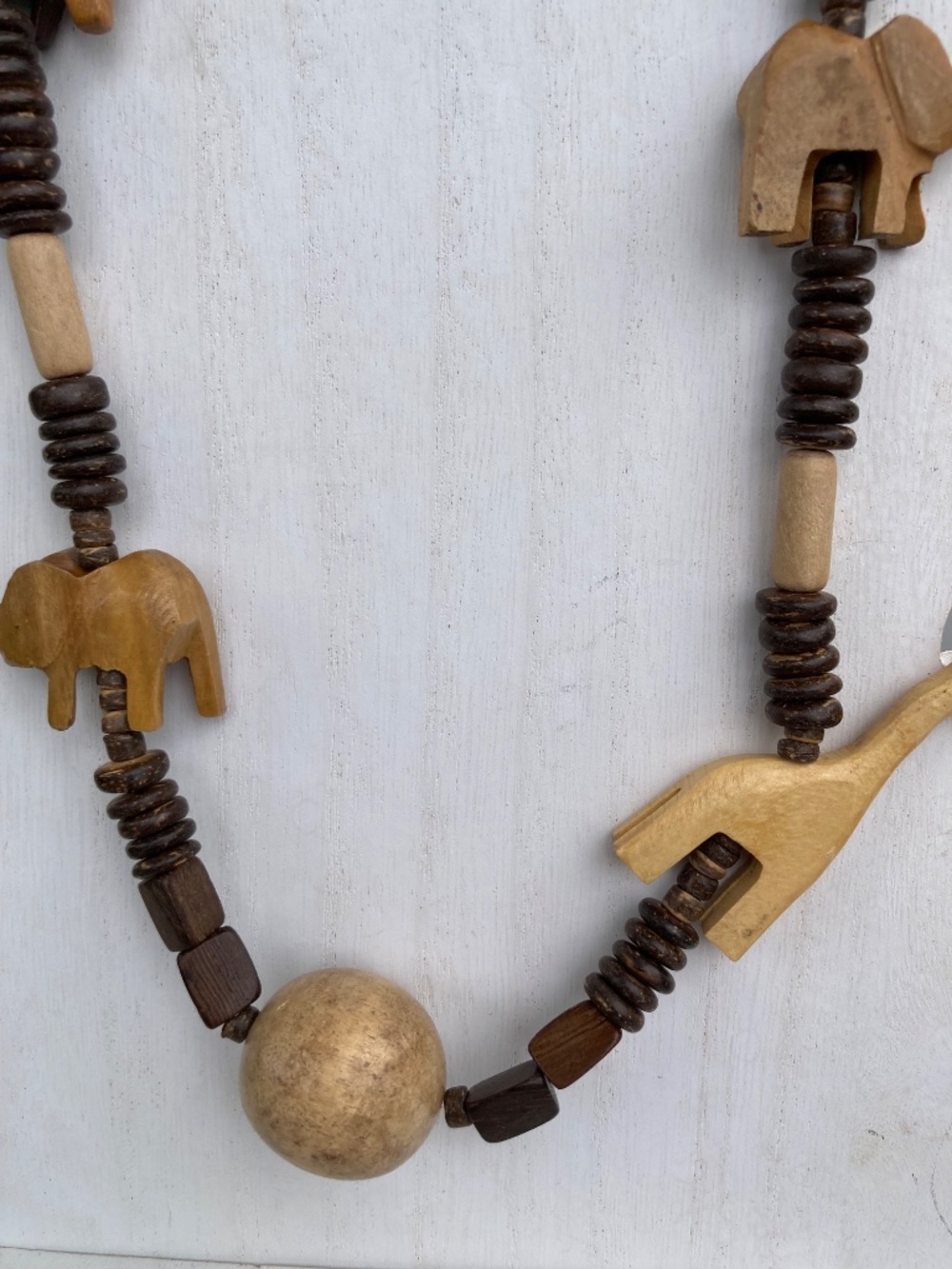 African Tribal Wood Safari Necklace Vintage 36” - Picture 3 of 8
